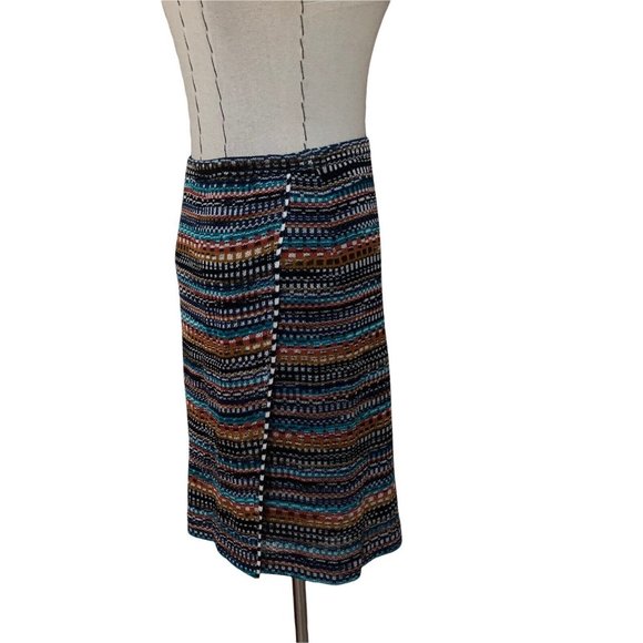 Vintage 80s Missoni Orange Label Knit Stripe Chevron Wrap Skirt sz 40 Small - Picture 9 of 12